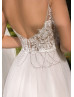 Beaded Ivory Lace Tulle Open Back Fairytale Wedding Dress Beaded Ivory Lace Tulle Open Back Fairytale Wedding Dress